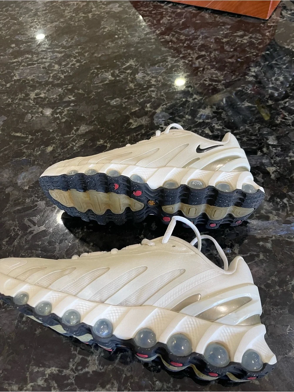 Nike Air Max Cream/White Sneakers with Black Swoosh